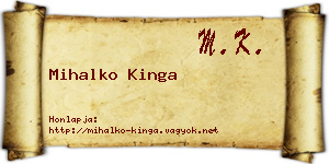 Mihalko Kinga névjegykártya